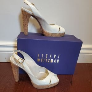 Stuart Weitzman white with cork heel - size 8